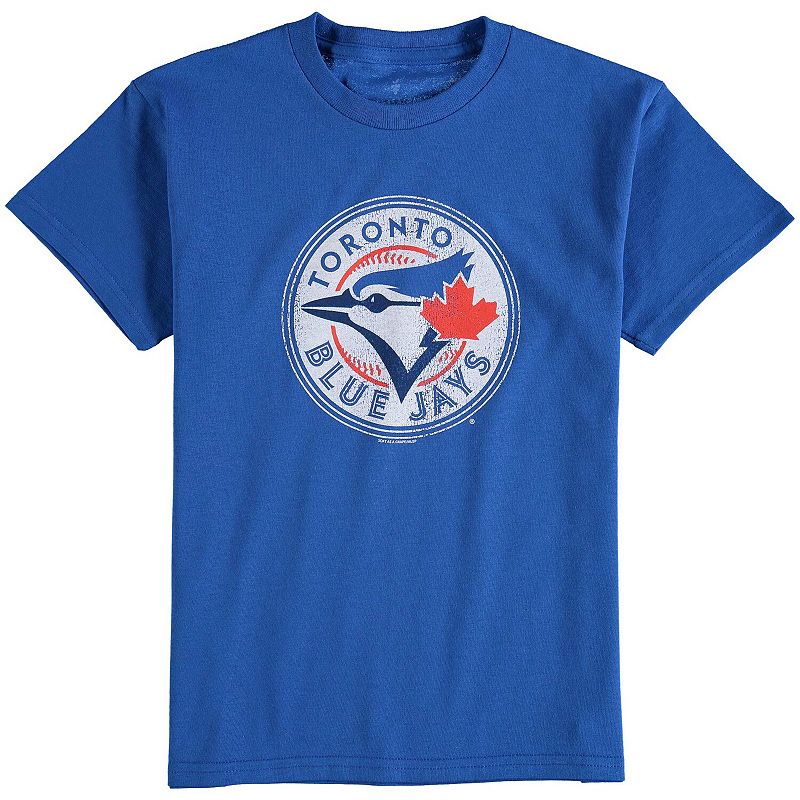 Toronto Blue Jays Youth Distressed Logo T-Shirt - Royal Blue, Boys, Size: 
