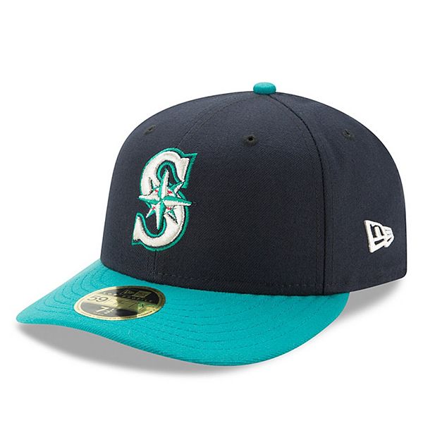 Men's New Era Navy/Aqua Seattle Mariners Alternate Authentic Collection  On-Field Low Profile 59FIFTY Fitted Hat