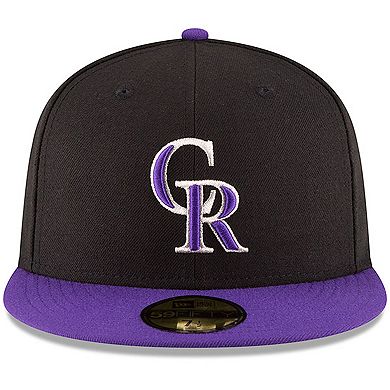 Men's New Era Black/Purple Colorado Rockies Authentic Collection On Field 59FIFTY Structured Hat