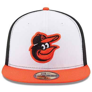 Men's New Era White/Orange Baltimore Orioles Home Authentic Collection On-Field 59FIFTY Fitted Hat