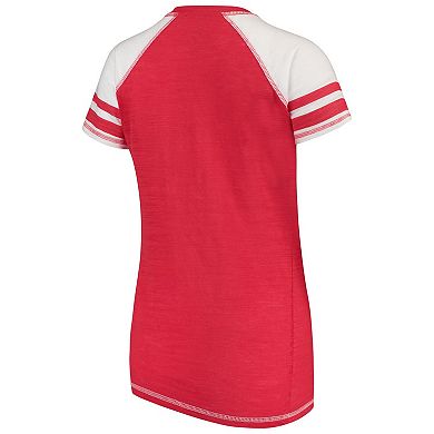 Women's Soft as a Grape Red Washington Nationals Color Block V-Neck T-Shirt
