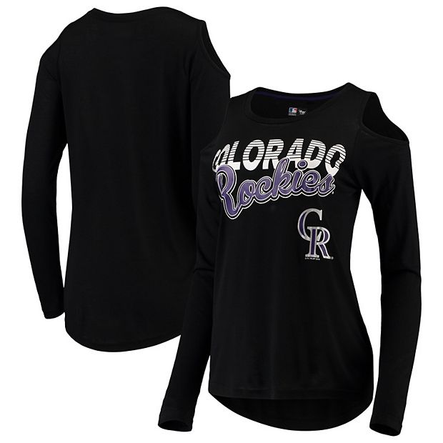 Colorado Rockies G-III 4Her by Carl Banks Women's Crackerjack Cold Shoulder  Long Sleeve T-Shirt - Black