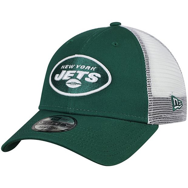 Men's New Era Green/White New York Jets Team Trucker 9FORTY Adjustable  Snapback Hat