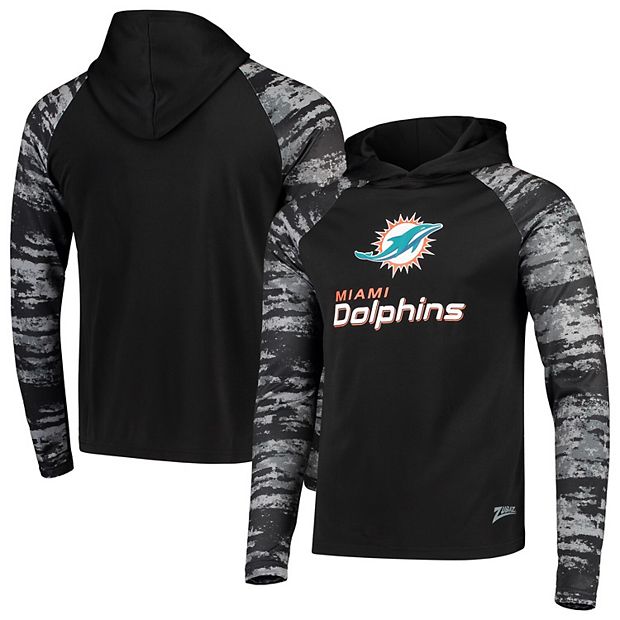 Men's Zubaz Black Miami Dolphins Oxide Raglan Pullover Hoodie