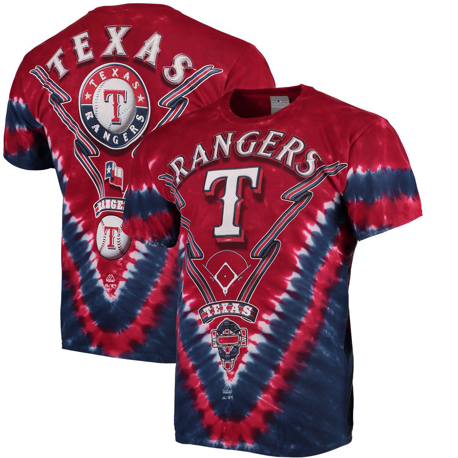 Image for Unbranded Men's Red/Navy Texas Rangers V Tie-Dye T-Shirt at Kohl's.