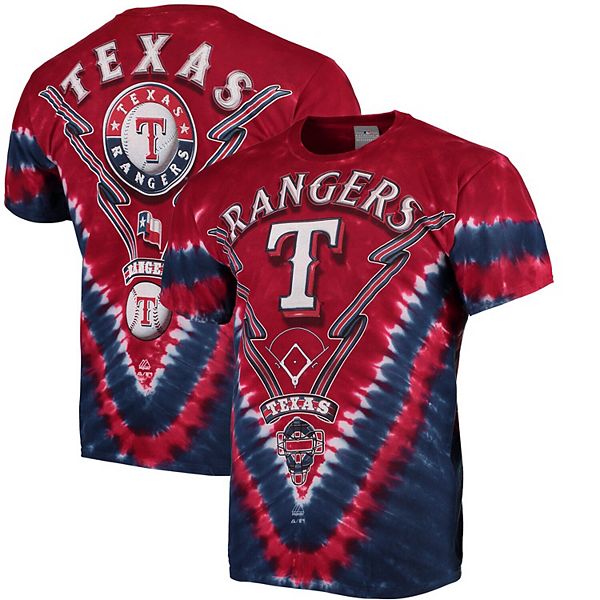 Men's Red/Navy Texas Rangers V Tie-Dye T-Shirt