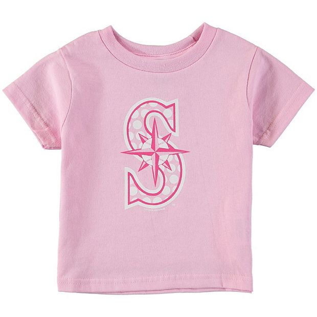 Toddler Girls Soft as a Grape Pink Seattle Mariners Polka Dot Logo