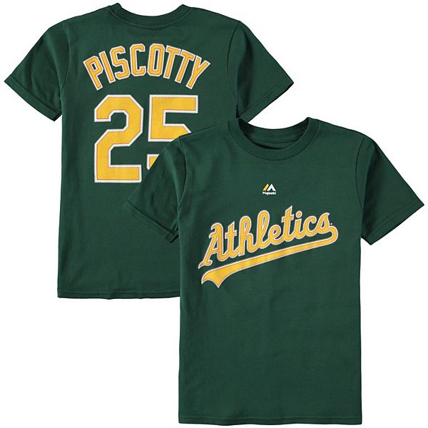 Youth Majestic Stephen Piscotty Green Oakland Athletics Name & Number  T-Shirt