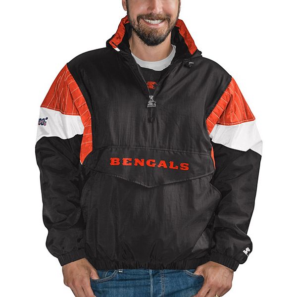 Men's Starter Black Cincinnati Bengals NFL 100 QuarterZip Breakaway Jacket