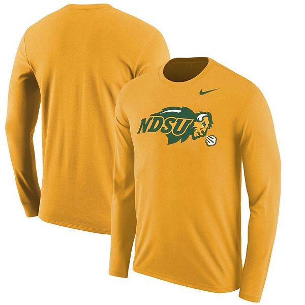 Men's Nike Gold NDSU Bison Big Logo Performance Long Sleeve T-Shirt