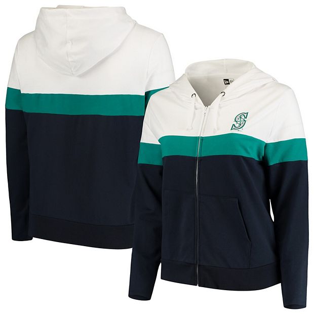 Women's New Era Navy/White Seattle Mariners Plus Size Colorblock French  Terry Full-Zip Hoodie