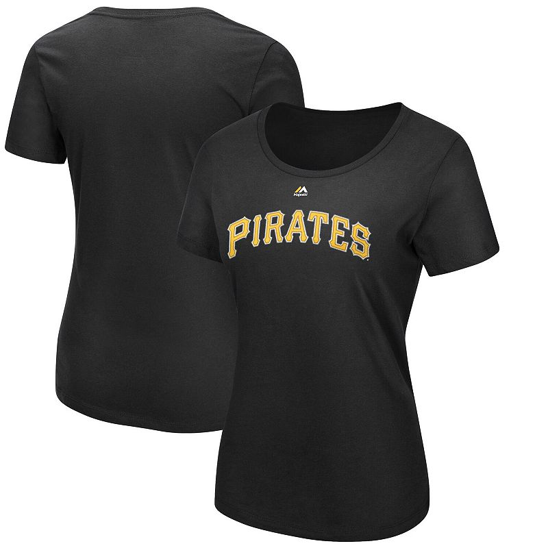 UPC 194320000687 product image for Women's Majestic Black Pittsburgh Pirates Official Wordmark T-Shirt, Size: Large | upcitemdb.com