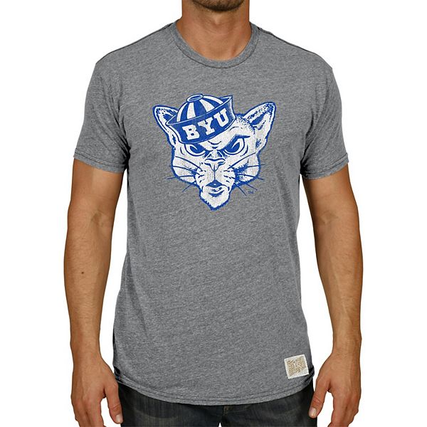 Men's Original Retro Brand Heathered Gray BYU Cougars Vintage Logo  Tri-Blend T-Shirt