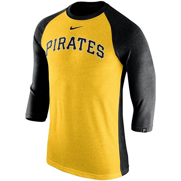 Men's Pittsburgh Pirates Nike Black Game Stripe Raglan Sleeve Polo