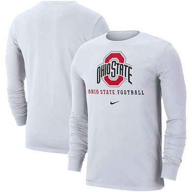 Men's Nike White Ohio State Buckeyes Icon Wordmark Performance Long ...