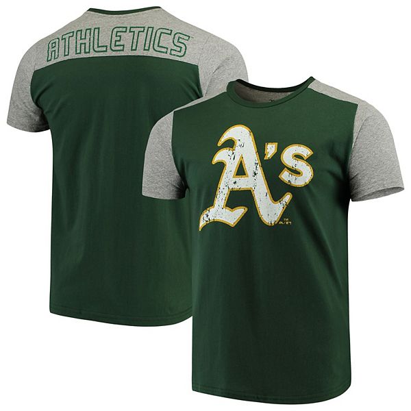 Men's Majestic Threads Green/Gray Oakland Athletics Color Blocked T-Shirt
