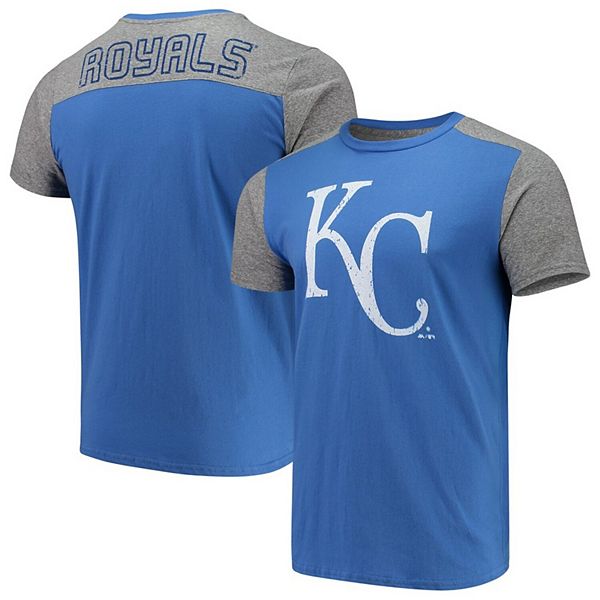 Men S Majestic Threads Royal Gray Kansas City Royals Color Blocked T Shirt