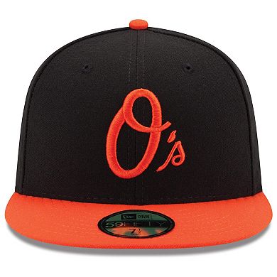 Men's New Era Black/Orange Baltimore Orioles Alternate Authentic Collection On Field 59FIFTY Performance Fitted Hat