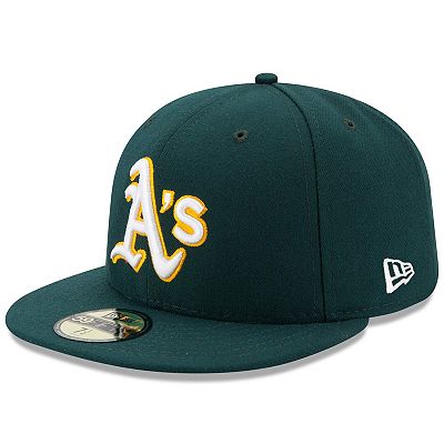 Men s New Era Green Oakland Athletics Road Authentic Collection On Field 59FIFTY Performance Fitted Hat