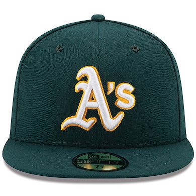 Men's New Era Green Oakland Athletics Road Authentic Collection On Field 59FIFTY Performance Fitted Hat