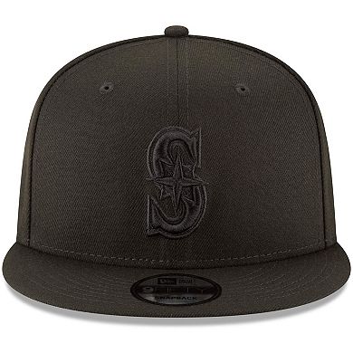 Seattle Mariners New Era Black on Black 9FIFTY Team Snapback Adjustable Hat - Black