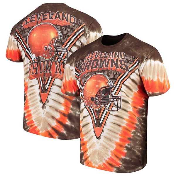 Men's Majestic Brown Cleveland Browns V Tie-Dye T-Shirt