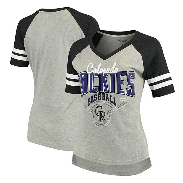 Women's G-III 4Her by Carl Banks White Colorado Rockies Baseball Girls Fitted T-Shirt Size: Large