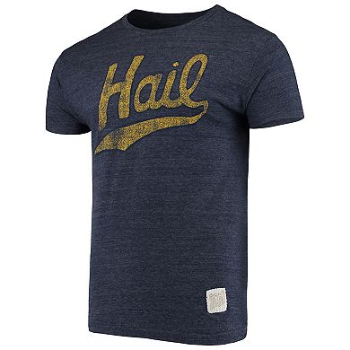 Men's Original Retro Brand Heathered Navy Michigan Wolverines Vintage Hail Tri-Blend T-Shirt