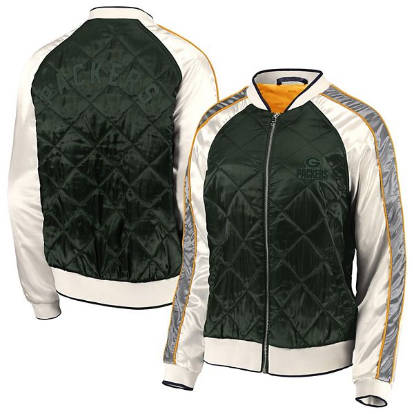 Women's WEAR By Erin Andrews Green Green Bay Packers Quilted Full-Zip  Bomber Jacket