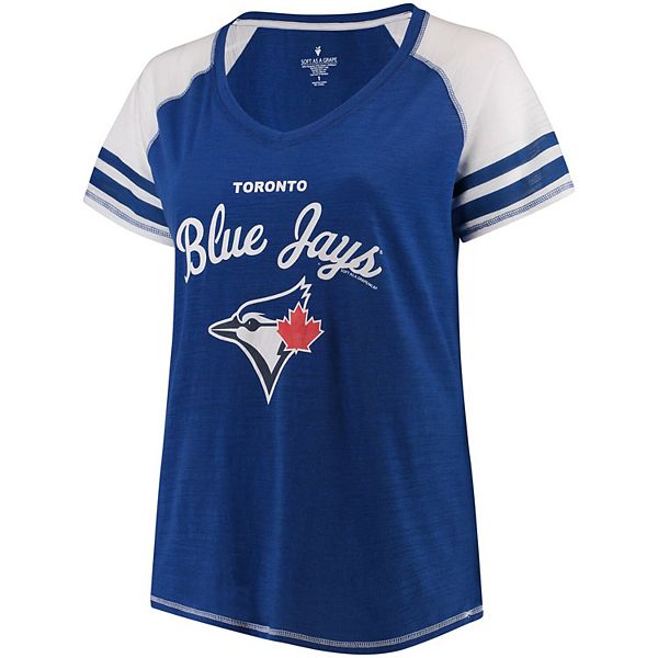 Toronto Blue Jays Soft As A Grape Women's Maternity Leadoff Hitter  Tri-Blend V-Neck Raglan Sleeve T-Shirt - Royal