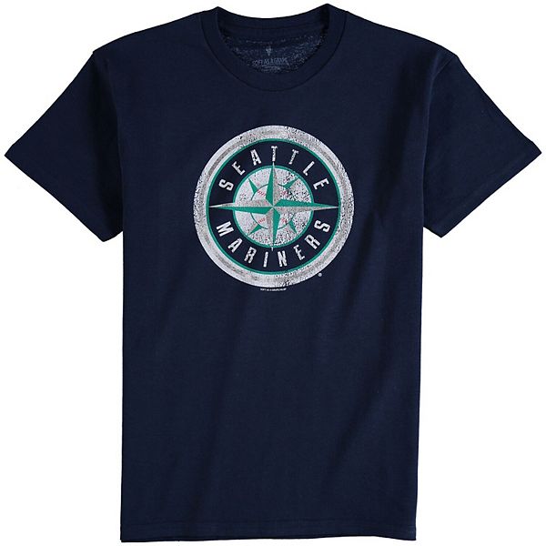 Seattle Mariners Youth Distressed Logo TShirt Navy Blue