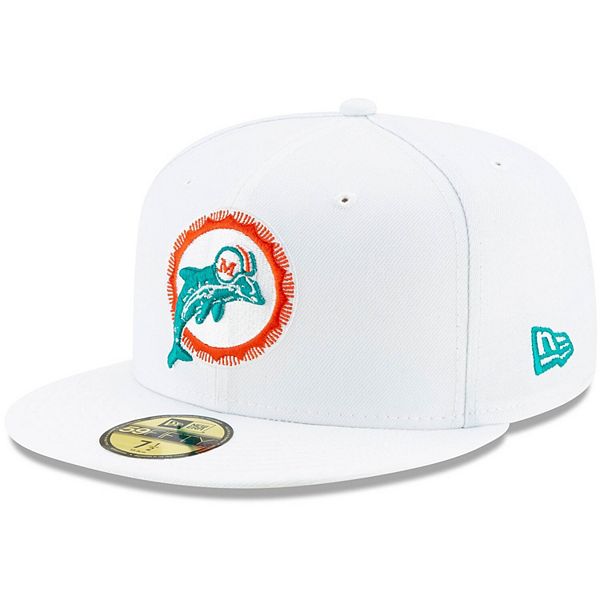 Men's New Era White Miami Dolphins Historic Omaha 59FIFTY Fitted Hat