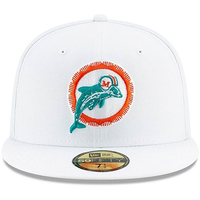 Men's New Era White Miami Dolphins Historic Omaha 59FIFTY Fitted Hat