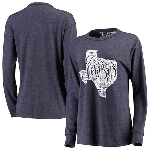 Women's Dallas Cowboys Lauren James White Crew Neck Raglan Pullover  Sweatshirt