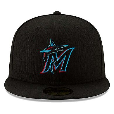 Men's New Era Miami Marlins Black On-Field Authentic Collection 59FIFTY Fitted Hat