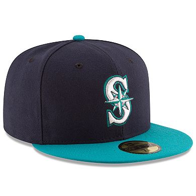 Men's New Era Navy/Aqua Seattle Mariners Alternate Authentic Collection On Field 59FIFTY Fitted Hat