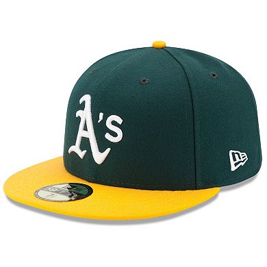 Men's New Era Green/Yellow Oakland Athletics Home Authentic Collection On-Field 59FIFTY Fitted Hat