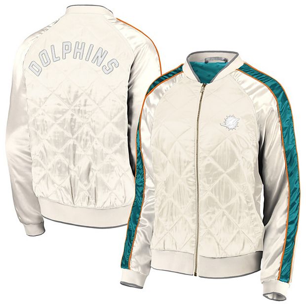 Women's WEAR By Erin Andrews Gray Miami Dolphins Quilted Full-Zip Bomber  Jacket