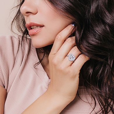 Stella Grace 10k White Gold 2 5/8 Carat T.W. Lab-Created Moissanite Heart Engagement Ring