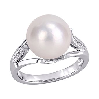 Stella Grace Sterling Silver Freshwater Cultured Pearl & Diamond Accent Ring