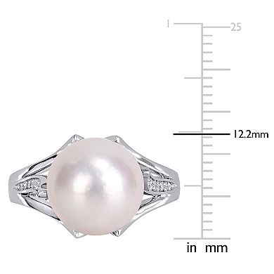 Stella Grace Sterling Silver Freshwater Cultured Pearl & Diamond Accent Ring
