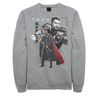 Men's Marvel Thor Collage Portrait Poster Graphic Fleece Pullover