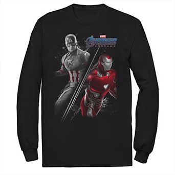 Men's Marvel Avengers Endgame Captain America Iron Man Poster Long Sleeve Graphic Tee