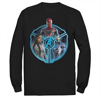Men's Marvel Avengers Endgame Techno Group Shot Circle Portrait Long Sleeve Graphic Tee