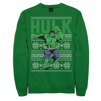 Men's Marvel Hulk Retro Ugly Christmas Graphic Fleece Pullover