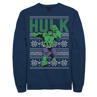 Men's Marvel Hulk Retro Ugly Christmas Graphic Fleece Pullover