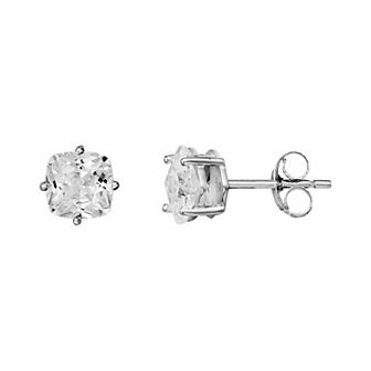 PRIMROSE Sterling Silver Cubic Zirconia Cushion Cut Stud Earrings