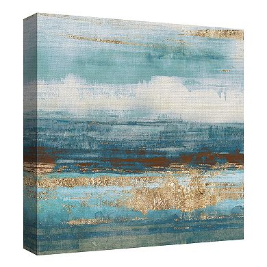 Fine Art Canvas 'Aqua and Brown Stridations' Canvas Wall Art