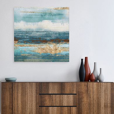 Fine Art Canvas 'Aqua and Brown Stridations' Canvas Wall Art