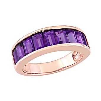 Stella Grace 18k Rose Gold Over Silver Amethyst Anniversary Band